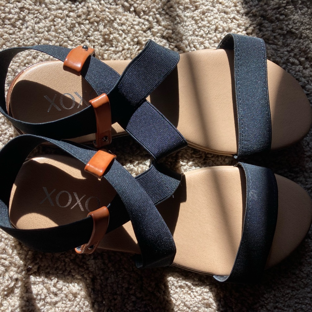 XOXO Black Strappy Sandals